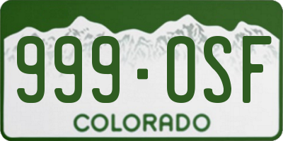 CO license plate 999OSF
