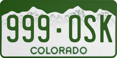 CO license plate 999OSK