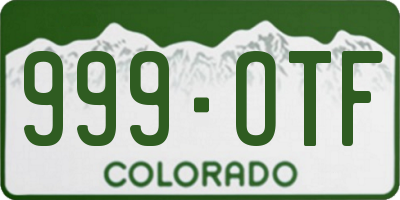 CO license plate 999OTF