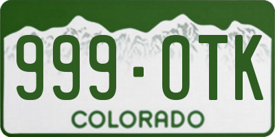 CO license plate 999OTK