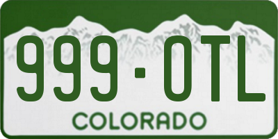 CO license plate 999OTL