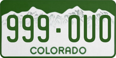 CO license plate 999OUO
