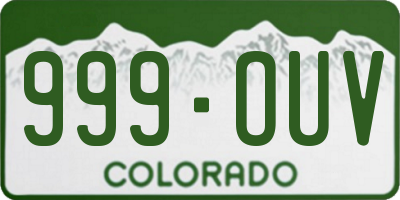 CO license plate 999OUV