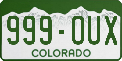 CO license plate 999OUX