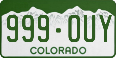 CO license plate 999OUY