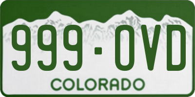 CO license plate 999OVD