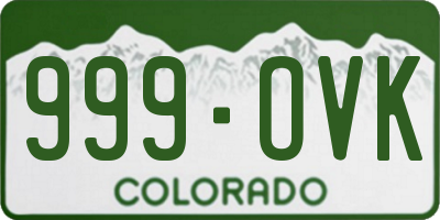 CO license plate 999OVK