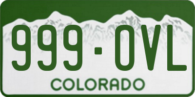 CO license plate 999OVL