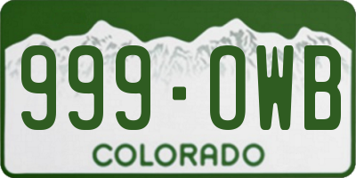 CO license plate 999OWB