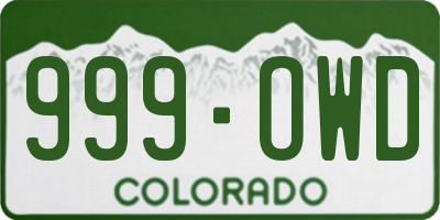 CO license plate 999OWD