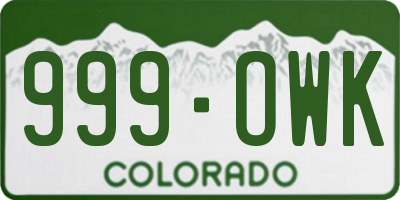 CO license plate 999OWK
