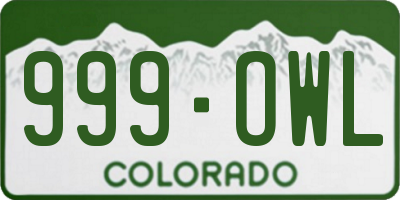 CO license plate 999OWL