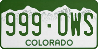 CO license plate 999OWS