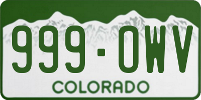 CO license plate 999OWV
