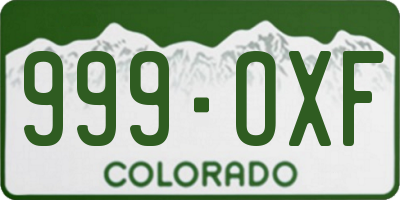 CO license plate 999OXF