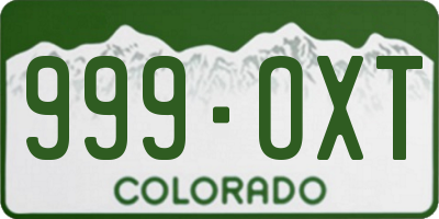 CO license plate 999OXT