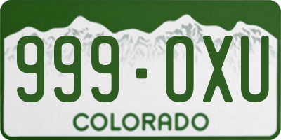CO license plate 999OXU