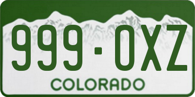 CO license plate 999OXZ