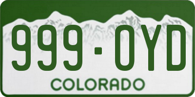 CO license plate 999OYD