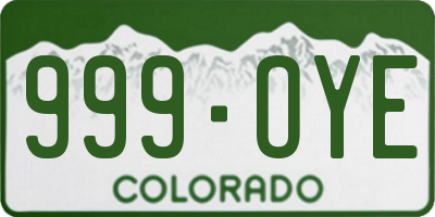 CO license plate 999OYE