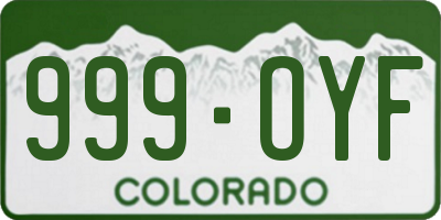 CO license plate 999OYF