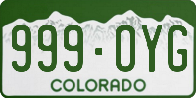 CO license plate 999OYG