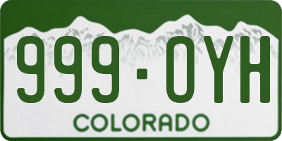 CO license plate 999OYH