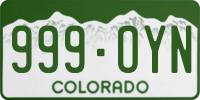 CO license plate 999OYN