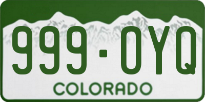 CO license plate 999OYQ