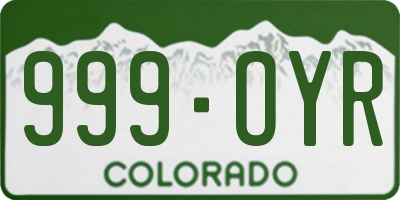 CO license plate 999OYR