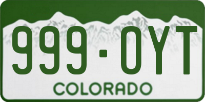CO license plate 999OYT