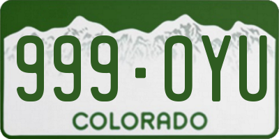 CO license plate 999OYU