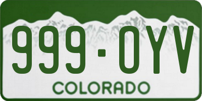 CO license plate 999OYV