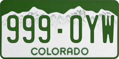 CO license plate 999OYW