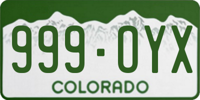 CO license plate 999OYX