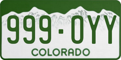 CO license plate 999OYY