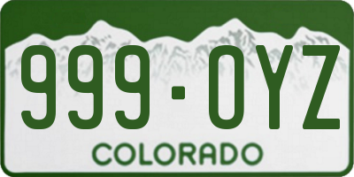 CO license plate 999OYZ