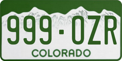 CO license plate 999OZR