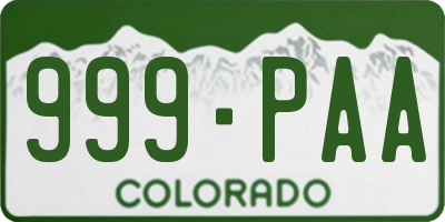 CO license plate 999PAA