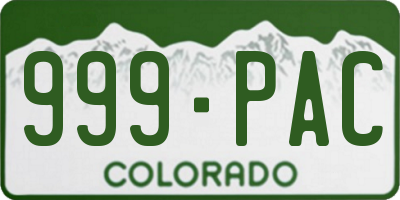 CO license plate 999PAC