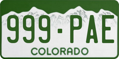 CO license plate 999PAE