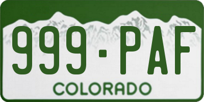 CO license plate 999PAF