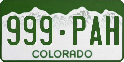 CO license plate 999PAH