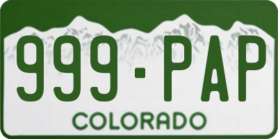 CO license plate 999PAP