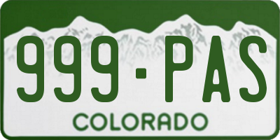 CO license plate 999PAS