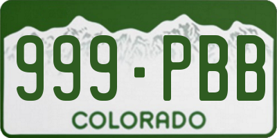 CO license plate 999PBB