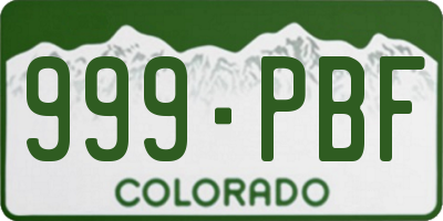 CO license plate 999PBF
