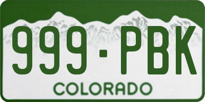CO license plate 999PBK