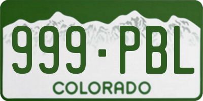 CO license plate 999PBL