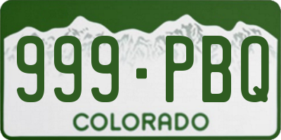 CO license plate 999PBQ
